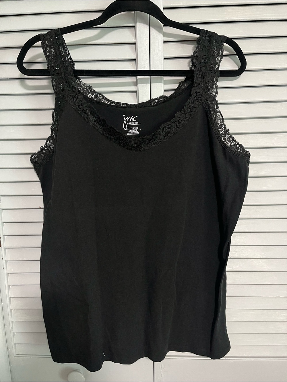 Just My Size Black Lace-Trim Camisole Tank